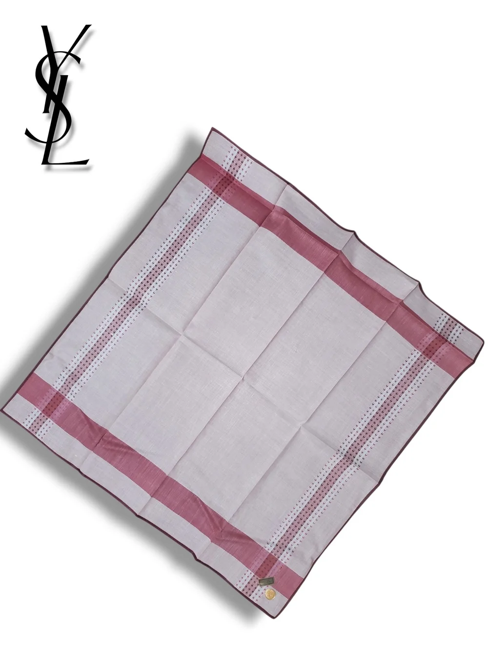 Vintage Yves Saint Laurent Men's Handkerchief Boxed Set Lot of 2 Cotton 17½ x 17